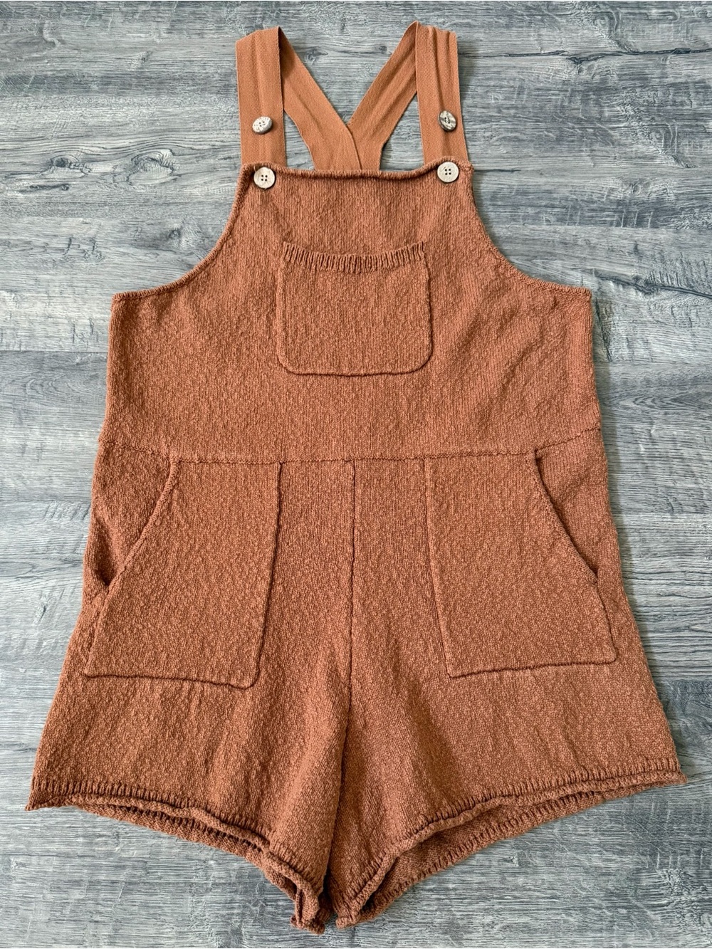 Bohme Womens Textured Knit Overall Romper Shortalls Size S Rust Brown Boho - Picture 5 of 8